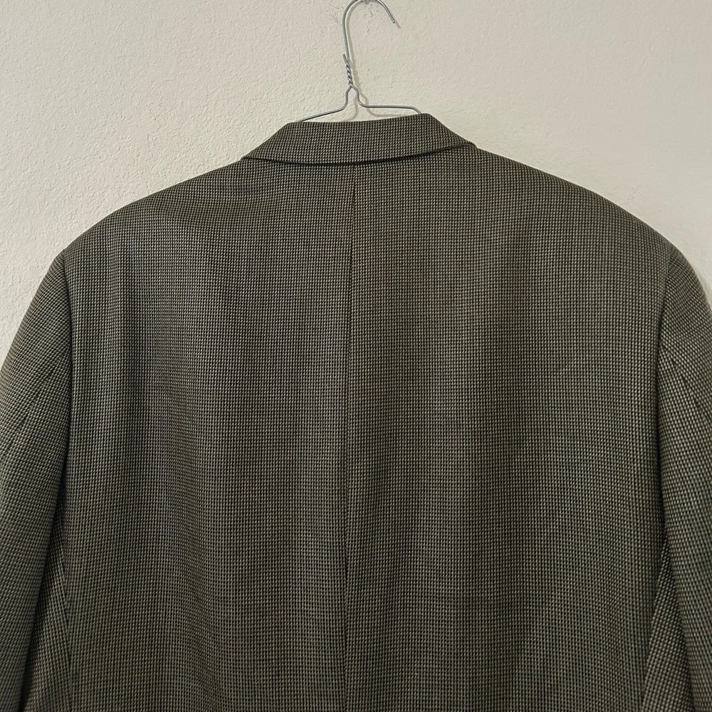 Lauren Ralph Lauren Silk & Wool Mens 40S Brown Houndstooth Check Notch Blazer